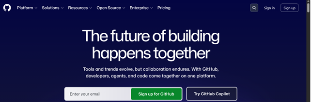 Billede af github forside